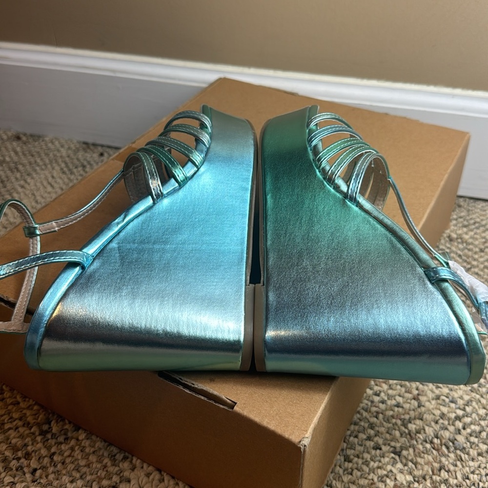 NWOT - Kenneth Cole New York, Celia Platform Wedges, Ocean Blue/Green, 6.5 - Picture 6 of 16
